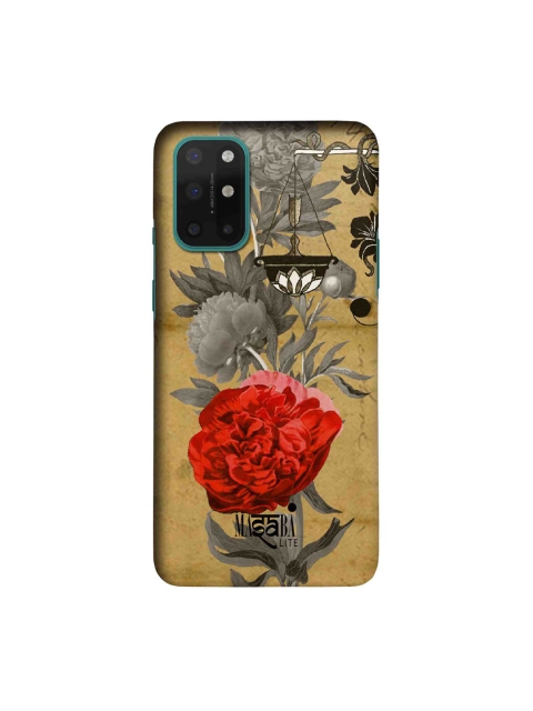 

macmerise Beige & Red Masaba Floral Scale Sleek OnePlus 8T Back Case