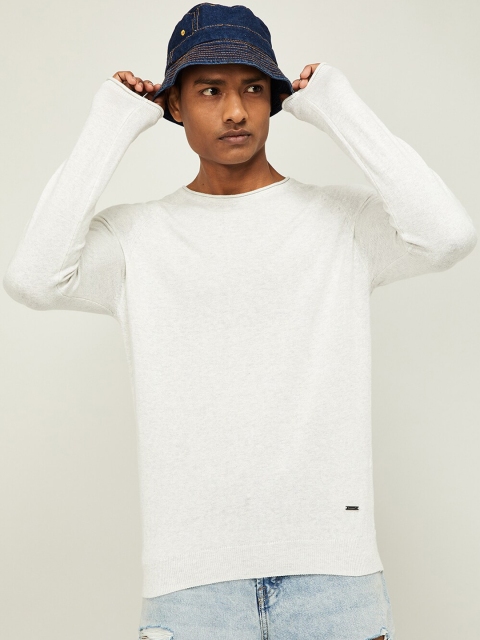 

Bossini Men White Solid Round Neck T-shirt