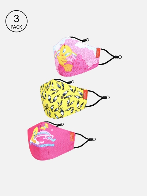 

Kids Ville Girls Pack Of 3 Printed 3-Ply Outdoor Protective Masks, Pink