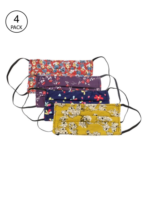 

Bellofox Unisex Pack of 4 Printed 4-Ply Outdoor Face Masks, Red