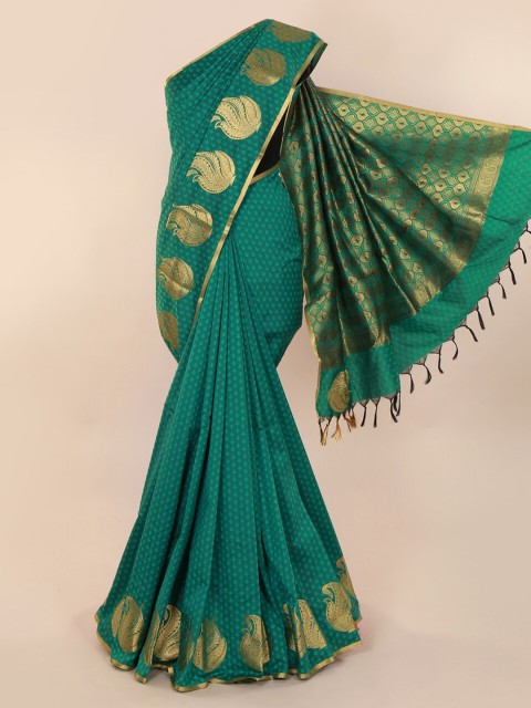 

Pothys Sea Green & Gold-Toned Art Silk Solid Saree
