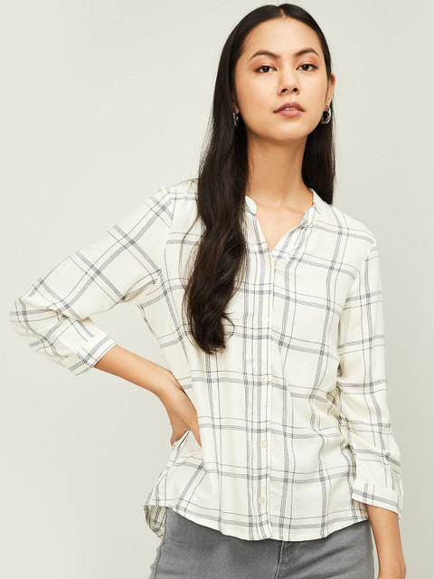 

Fame Forever by Lifestyle Women White Regular Fit Checked Casual Shirt