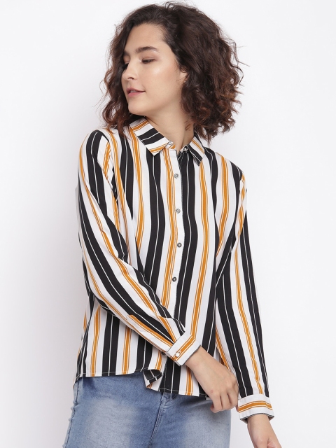 

Pepe Jeans Women Mustard Regular Fit Striped Casual Shirt