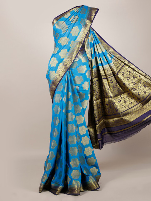

Pothys Blue Printed Poly Georgette Saree