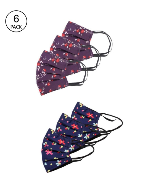 

Bellofox Pack Of 6 Printed 3-Ply Reusable Protective Outdoor Masks, Purple