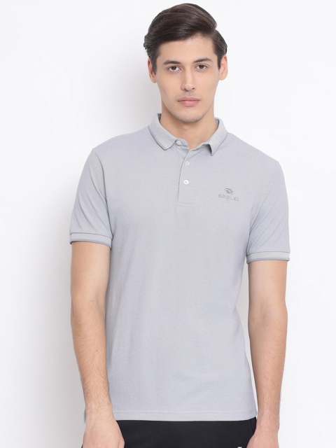 

Spolei Men Grey Solid Polo Collar T-shirt