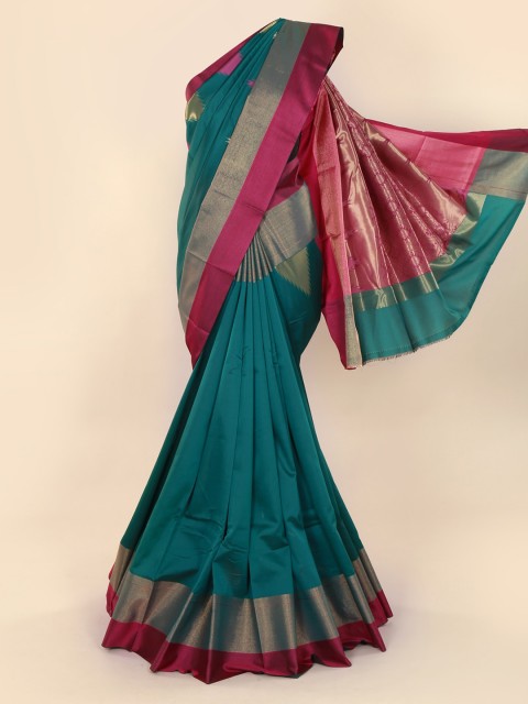 

Pothys Green & Pink Art Silk Printed Saree with Contrast Pallu