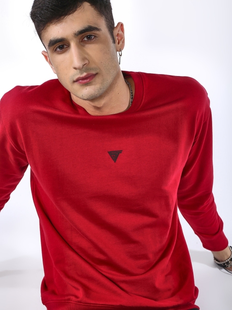

Blue Saint Men Maroon Solid Sweatshirt