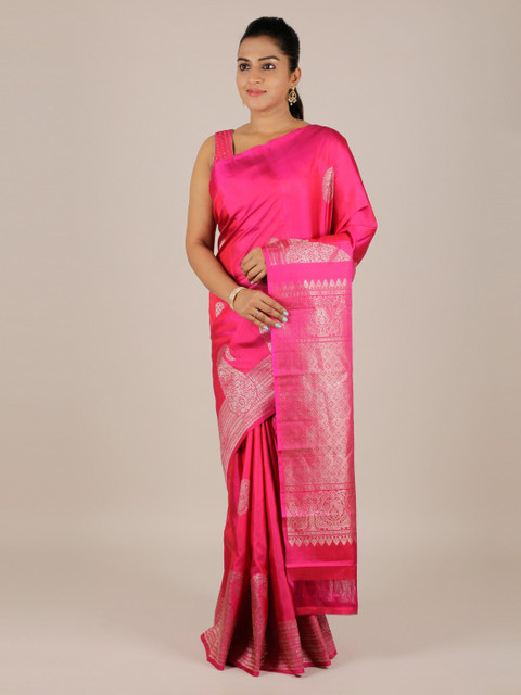 

Pothys Pink & Gold-Toned Pure Silk Woven Design Kanjeevaram Saree