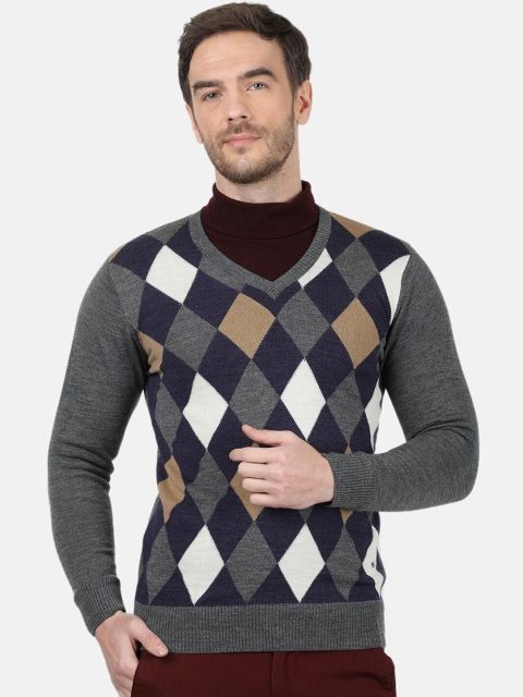 

Monte Carlo Men Grey Checked Pullover Sweater