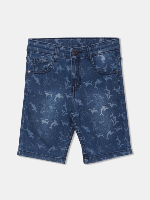 

Cherokee Boys Blue Printed Regular Fit Denim Shorts