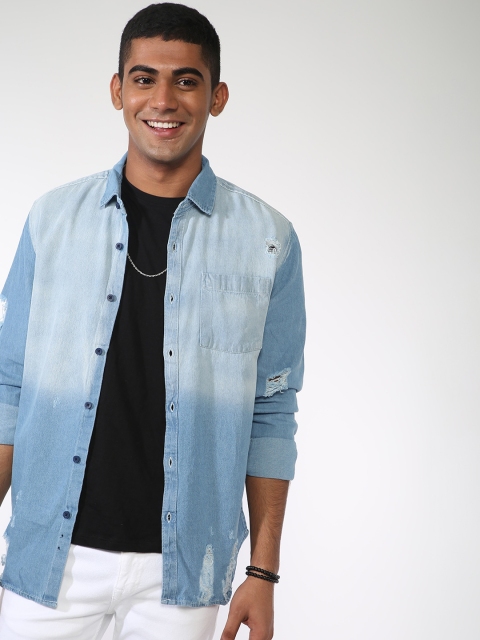 

Blue Saint Men Blue Regular Fit Printed Casual Shirt