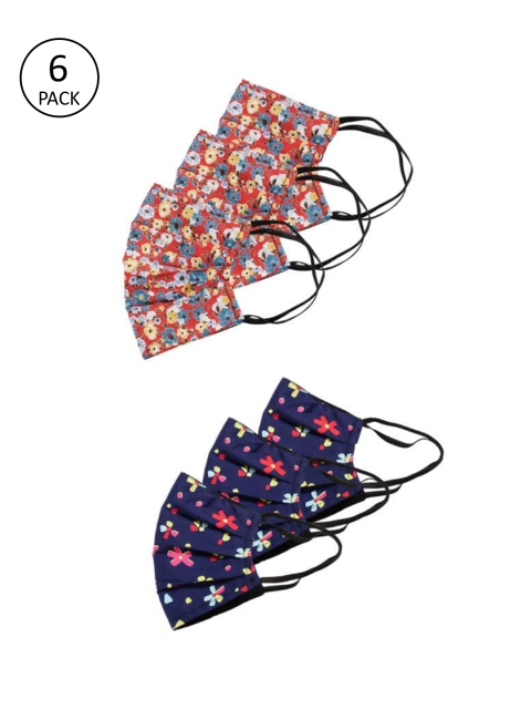 

Bellofox Adults Multicoloured 6 Pcs Floral Printed 3-Ply Protective Outdoor Face Masks, Multi