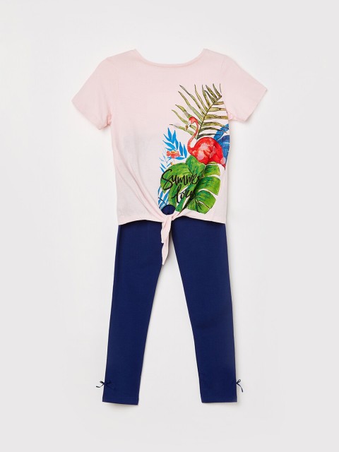 

Fame Forever by Lifestyle Girls Pink & Blue Printed T-shirt with Leggings