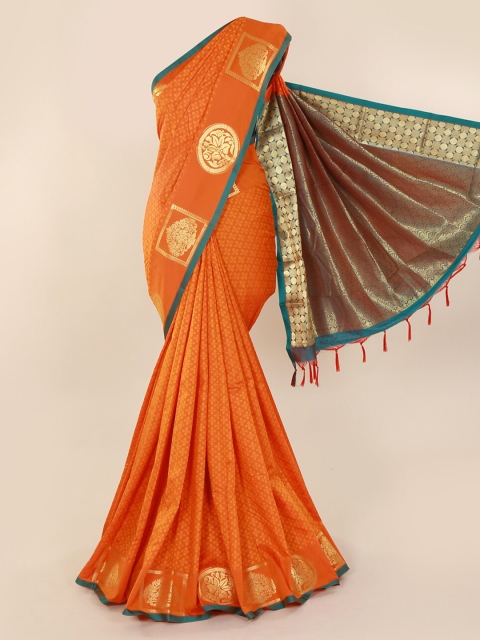 

Pothys Orange Printed Art Silk Saree