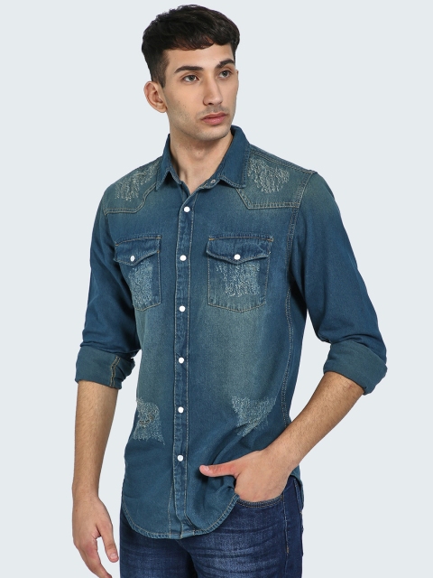 

Blue Saint Men Blue Slim Fit Faded Casual Shirt