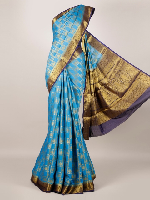 

Pothys Blue Woven Design Jute Silk Saree