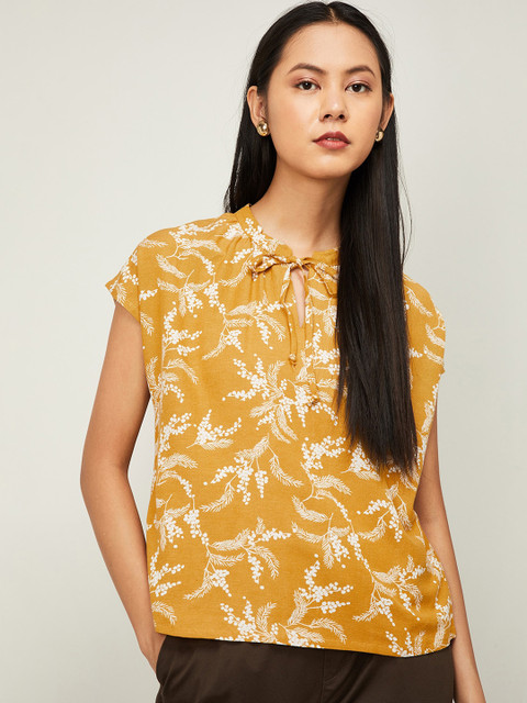 

Bossini Women Mustard Printed Top