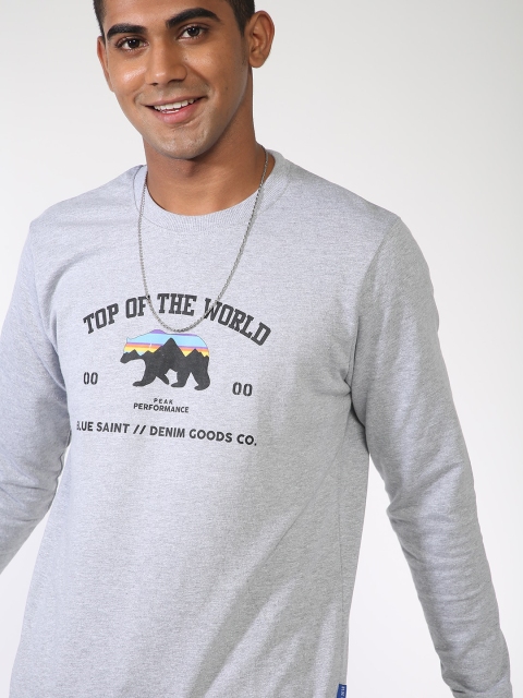 

Blue Saint Men Grey Printed Sweatshirt