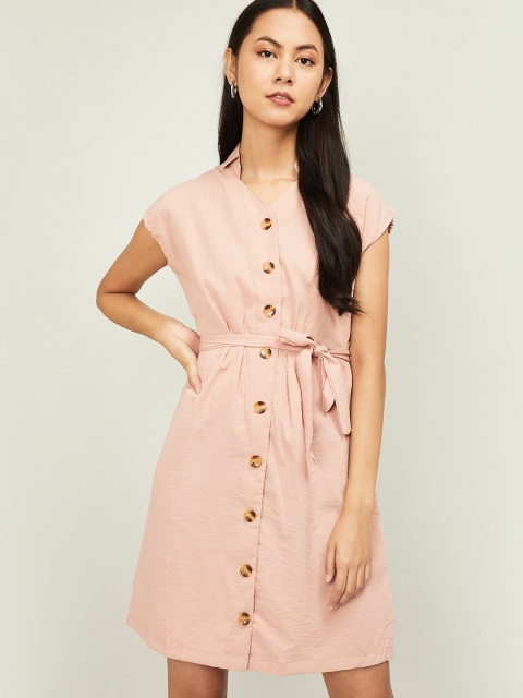 

Fame Forever by Lifestyle Women Pink Solid Shirt Dress