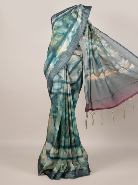 

Pothys Green Printed Jute Silk Saree