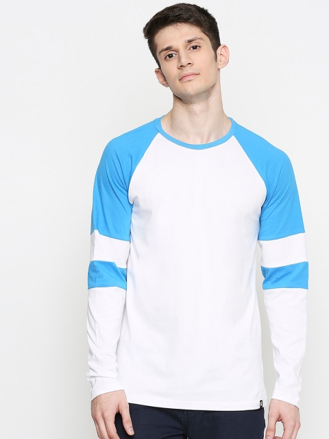 

The Souled Store Men White & Blue Colourblocked Round Neck T-shirt