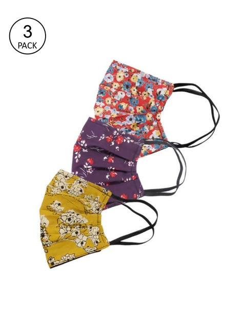 

Bellofox Unisex Pack of 6 Printed 3-Ply Reusable Cloth Masks, Red