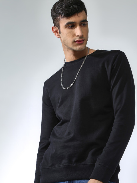 

Blue Saint Men Black Solid Sweatshirt