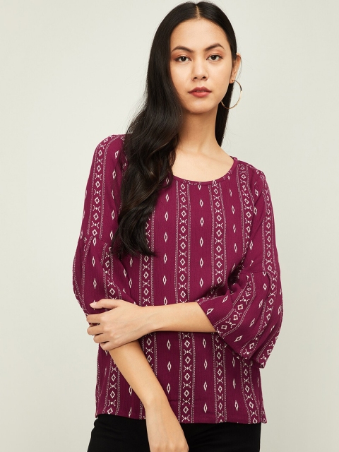 

Fame Forever by Lifestyle Women Burgundy Printed Top