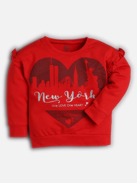 

TAMBOURINE Girls Red Printed Sweatshirt