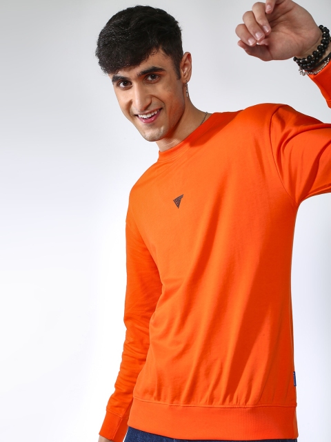 

Blue Saint Men Orange Solid Cotton Sweatshirt