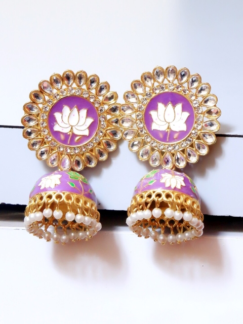 

Crunchy Fashion Gold-Plated Dome Shaped Jhumkas