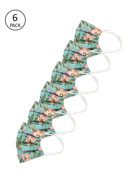 

Bellofox Pack Of 6 Floral Printed 3Ply Protective Outdoor Face Masks, Blue