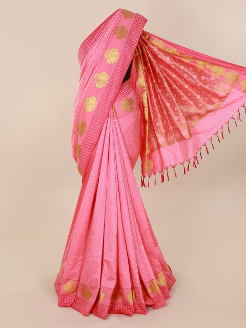 

Pothys Pink Solid Art Silk Saree
