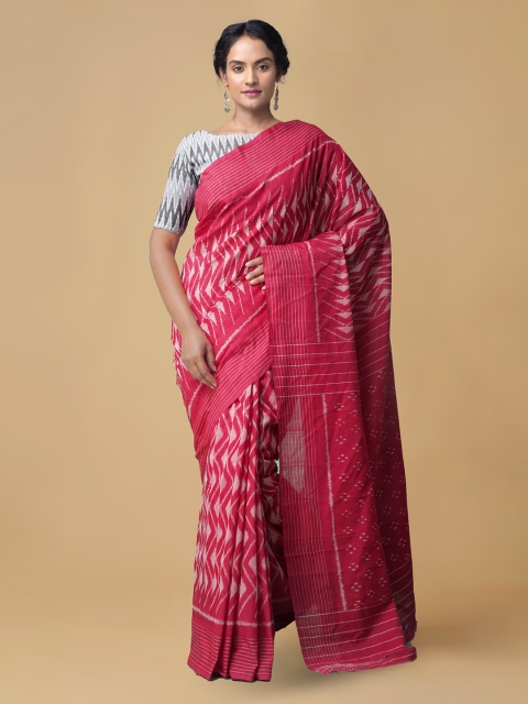

Unnati Silks Pink Pure Cotton Printed Pochampally Saree