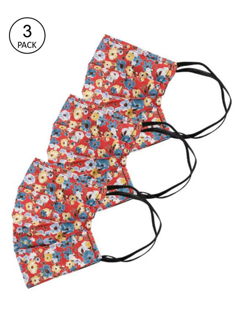 

Bellofox Unisex Pack of 3 Red & Blue 3-Ply Edith Face Masks