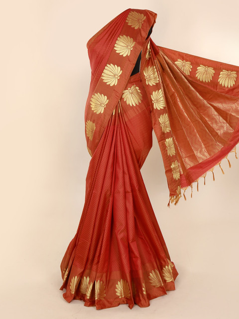 

Pothys Orange Printed Art Silk Saree