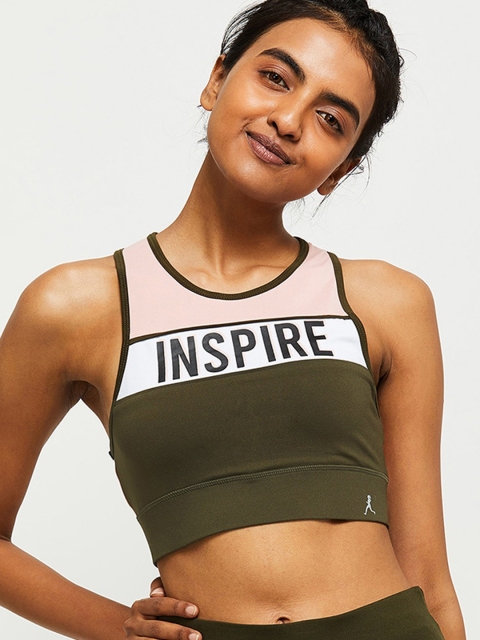 

max Olive Green & Pink Printed Non-Wired Non Padded Workout Bra PA20FIT11OLIVE GREENL