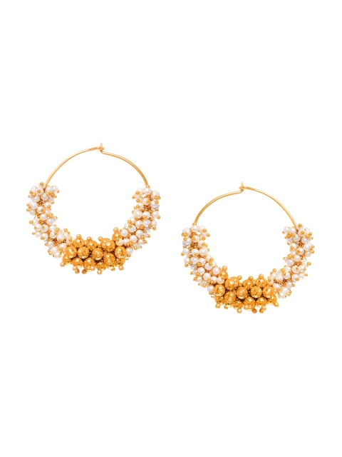 

INDYA X Payal Singhal White Contemporary Hoop Earrings