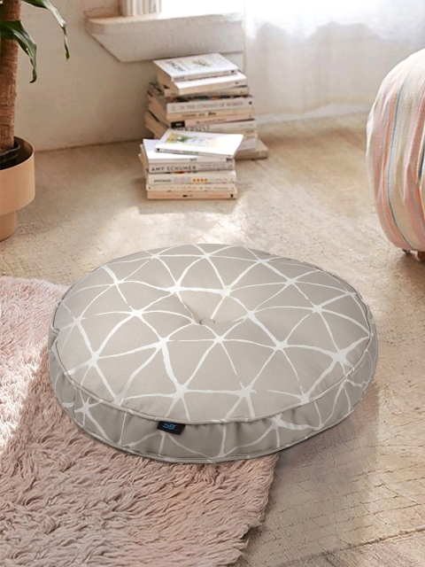 

S9home by Seasons Beige & White Geometric Round Floor Cushion