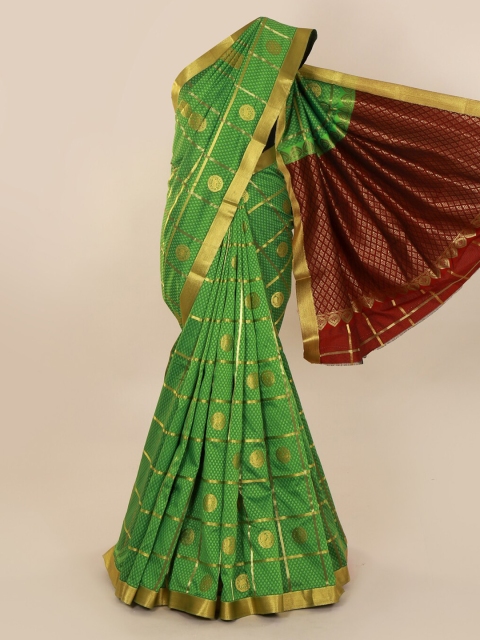 

Pothys Green & Maroon Art Silk Checked Saree