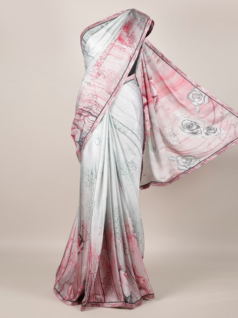 

Pothys Grey & Red Poly Georgette Printed Saree