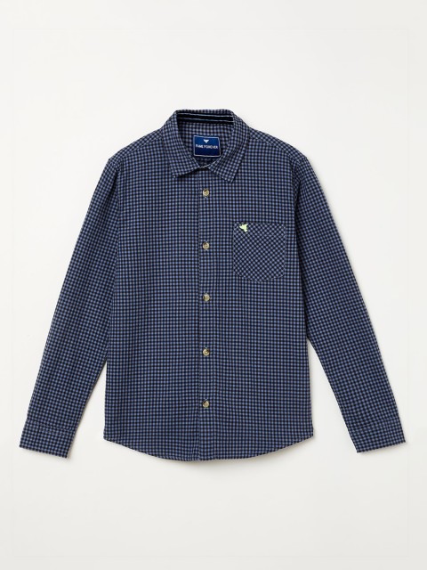 

Fame Forever by Lifestyle Boys Blue Checked Regular Fit Printed Casual Shirt