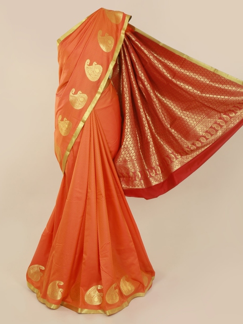 

Pothys Orange Printed Art Silk Saree