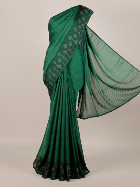 

Pothys Green Printed Poly Georgette Saree