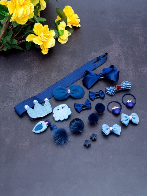 

Golden Peacock Girls Blue 18-Pcs Hair Accessories Set