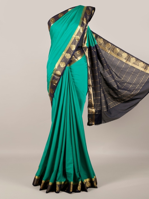 

Pothys Green Solid Poly Georgette Saree