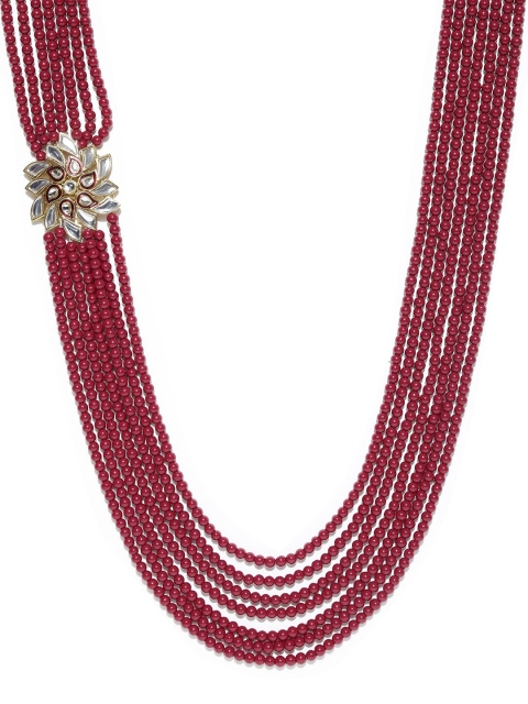 

Shining Diva Red & White Metal Gold-Plated Handcrafted Necklace