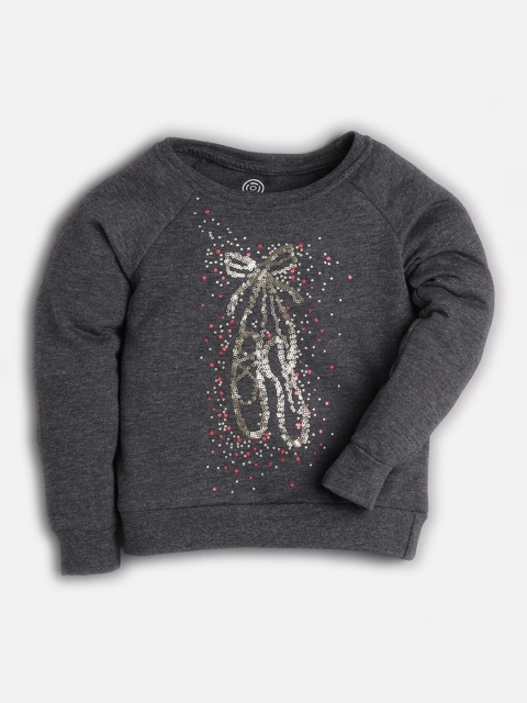 

TAMBOURINE Girls Grey Embellished Cotton Sweatshirt