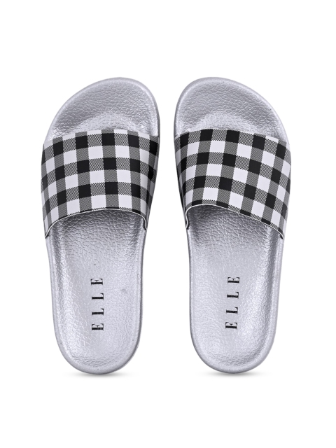 

ELLE Women Black & White Checked Sliders